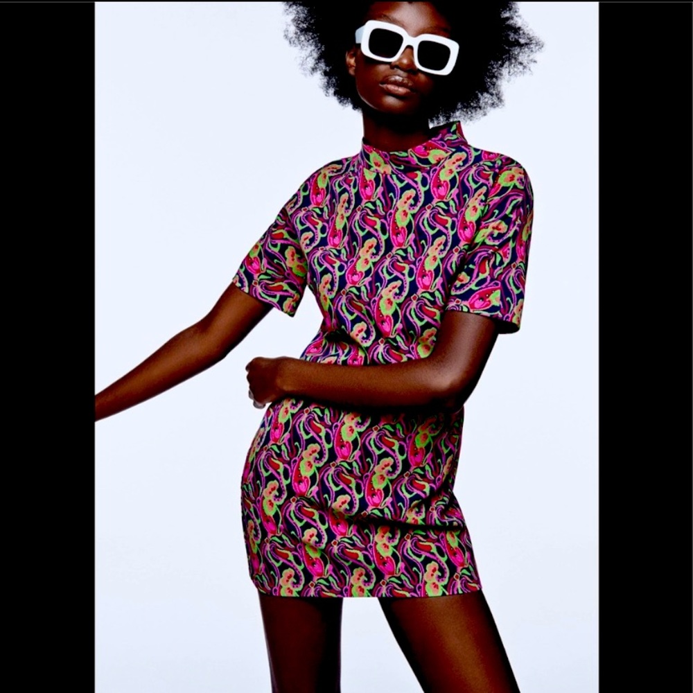 New Zara Printed Mini Dress